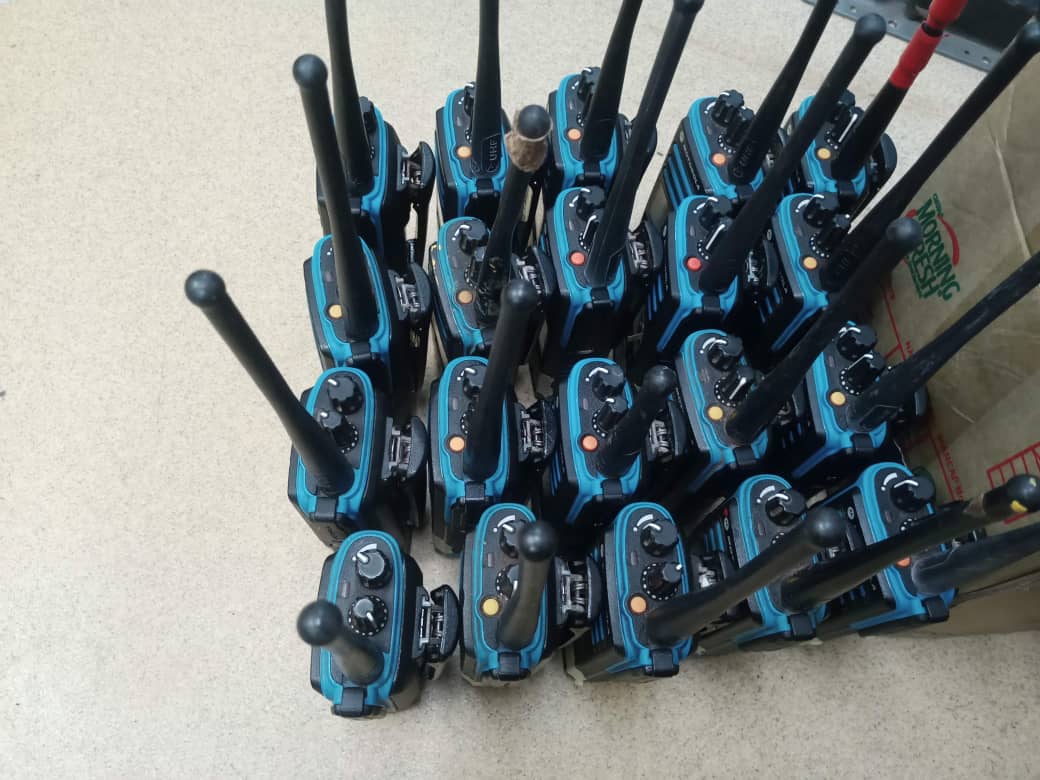 Handheld two-way radio handsets arranged for deployment